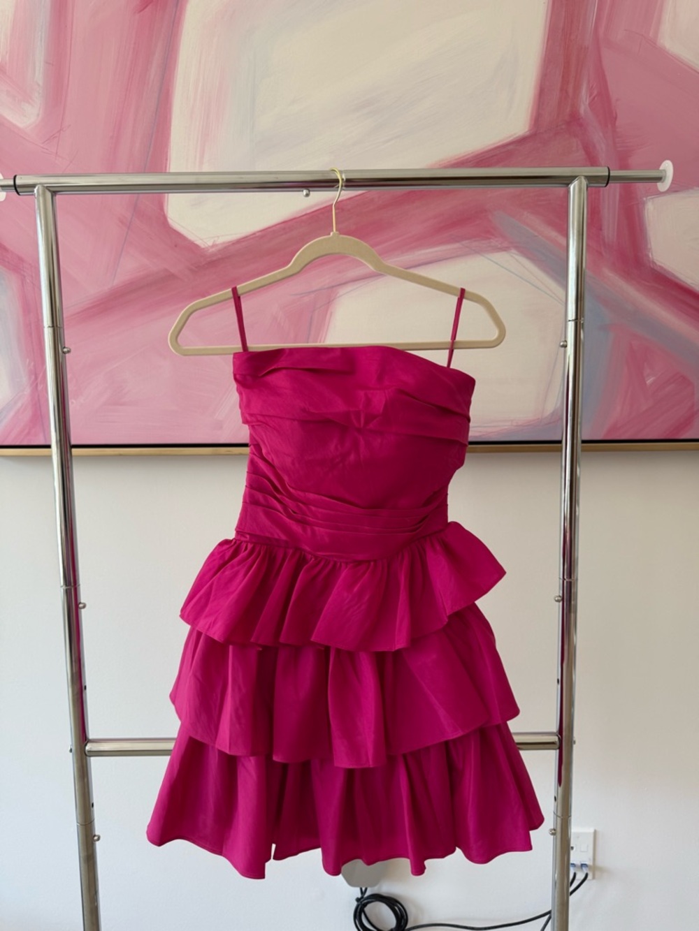 Fuchsia Tiered Ruffle Dress, size 0